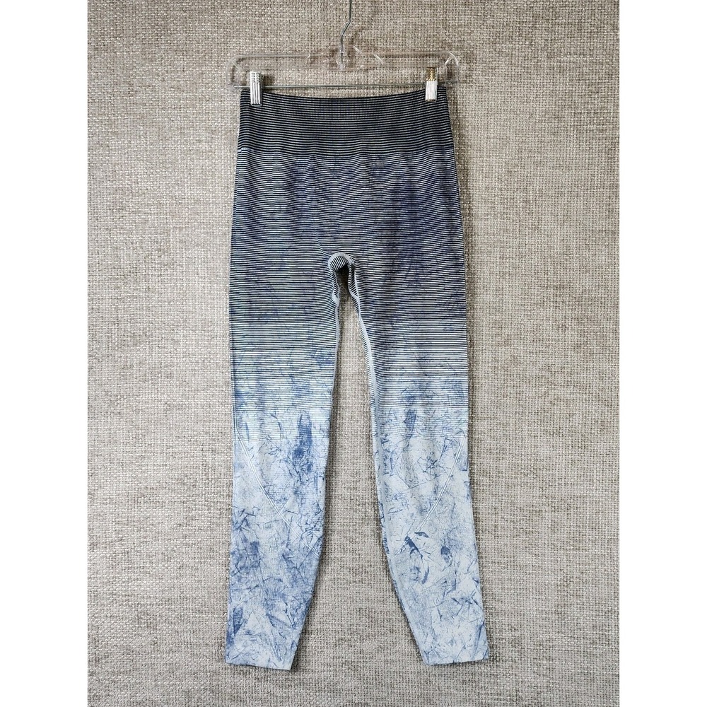 Lululemon Striped Crinkle Look‎ Leggings Womens *Medium (8-10) Blue 24x26